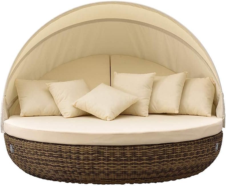 Isla de descanso Strandkorbwerk Pacific Cubu Cream Grey - Mecanismo giratorio de 360° - Salón de jardín - Muebles de jardín - Tumbona - Isla solar