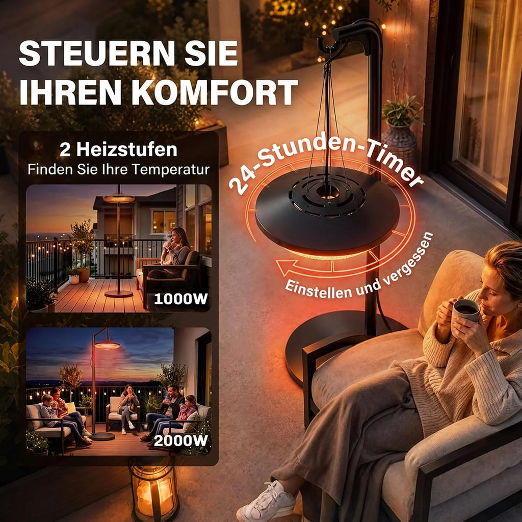 Outsunny Wiszący promiennik podczerwieni 2000 W z włókna węglowego