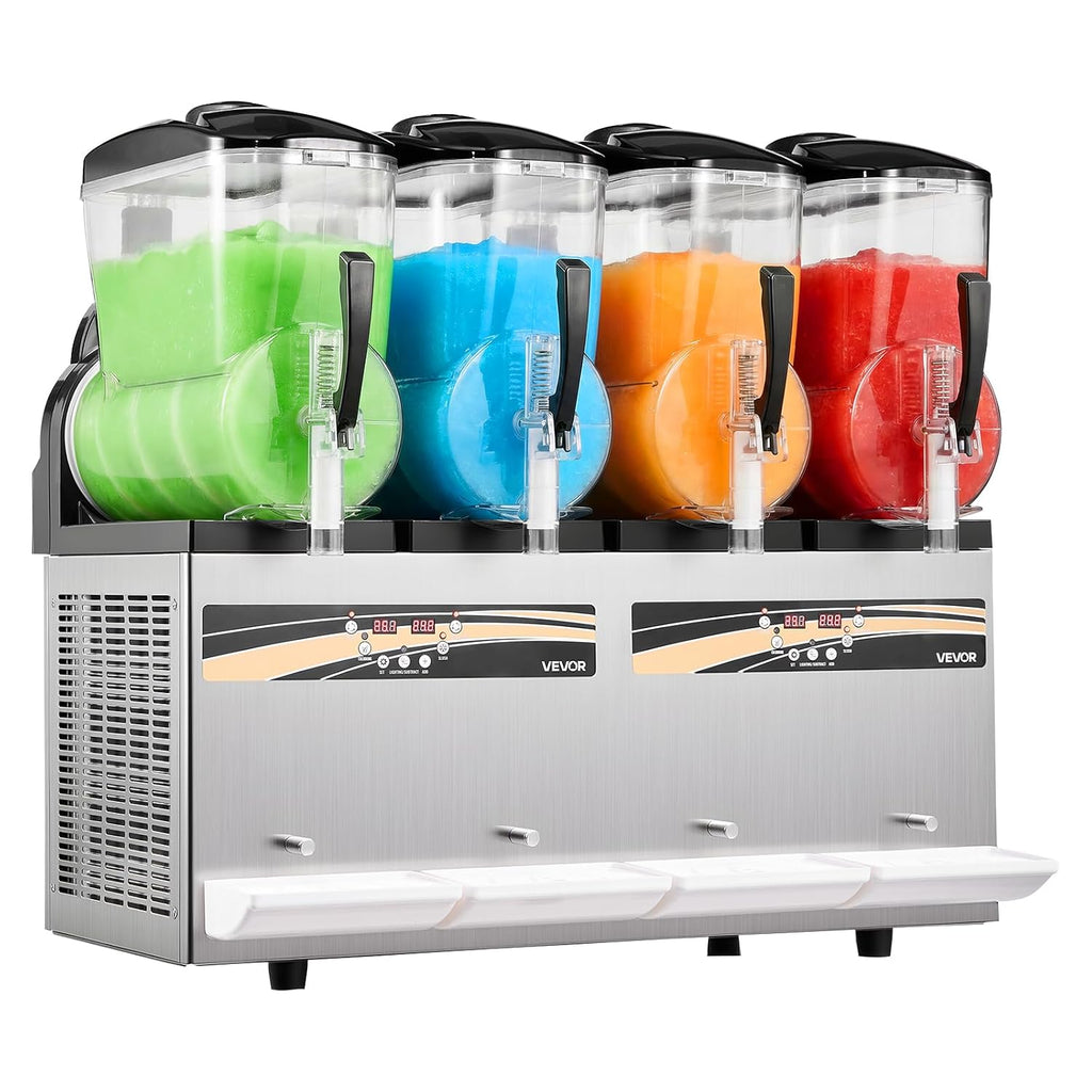 Máquina de granizados VEVOR 4 x 12 L, fabricante de granizados de 1650 W (no necesita hielo), máquina eléctrica para margaritas con función de autolimpieza, adecuada para margaritas granizadas, frappés, batidos y licuados