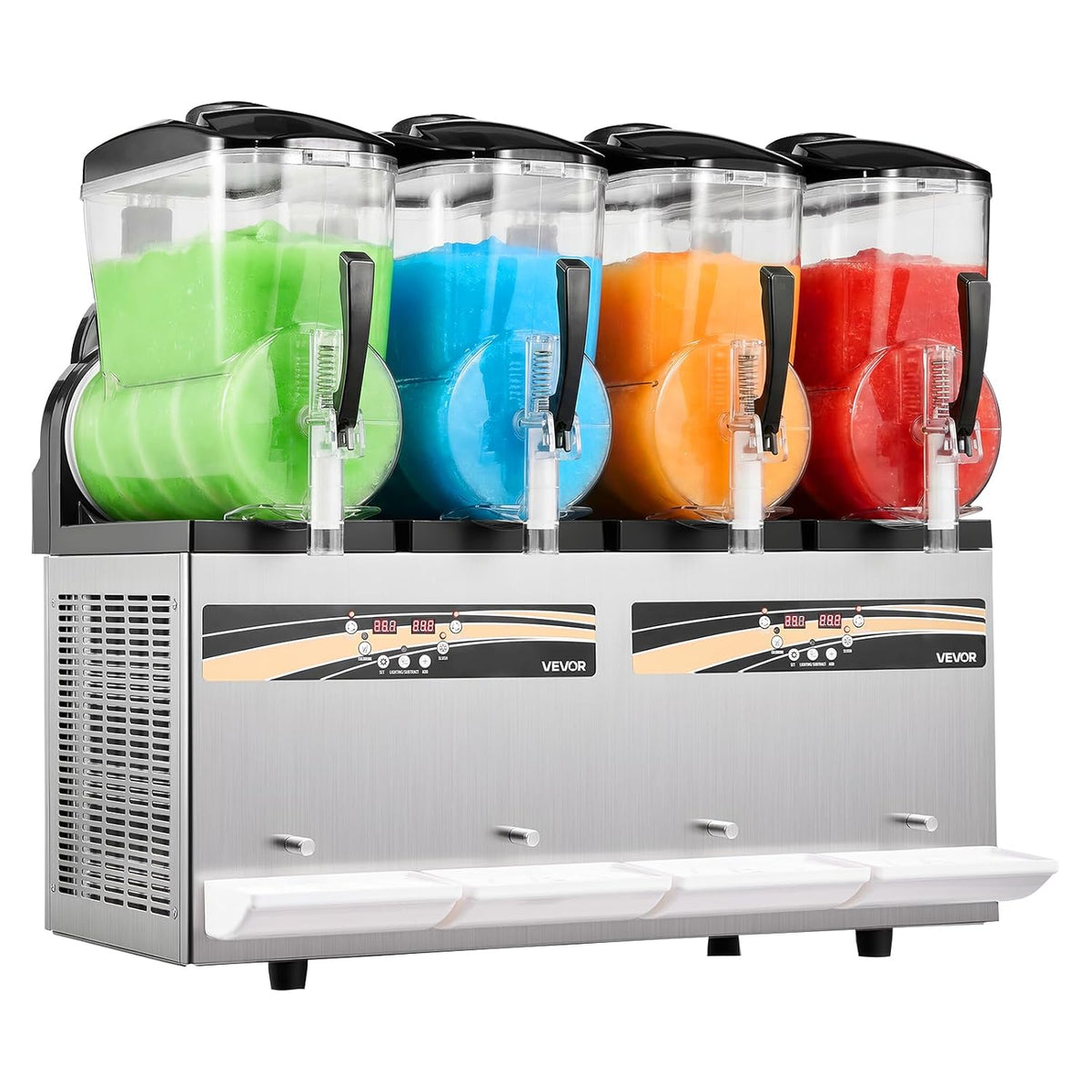 Máquina de granizados VEVOR 4 x 12 L, fabricante de granizados de 1650 W (no necesita hielo), máquina eléctrica para margaritas con función de autolimpieza, adecuada para margaritas granizadas, frappés, batidos y licuados