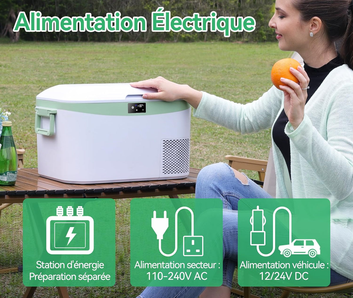 BINGI Nevera Eléctrica de Compresión para Coche de 12,8L con Enfriamiento Rápido - Refrigerador Portátil hasta -18°C, 12V/24V/220V, para Autocaravana, Furgoneta, Camión, Barco, Coche, Hogar, Camping