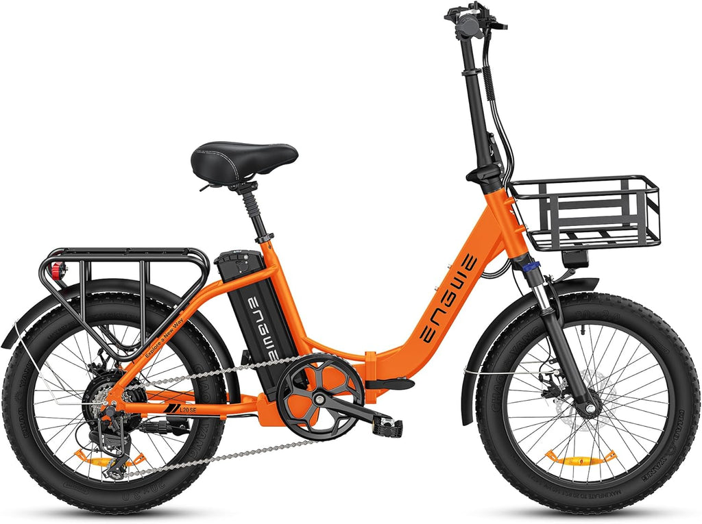 Bicicleta eléctrica plegable ENGWE de 20 pulgadas con batería de 36V 15.6Ah, hasta 115 km | con cesta, 20x3.0 pulgadas, motor trasero de 250W, cambio de 7 velocidades, bicicleta eléctrica urbana para hombres y mujeres