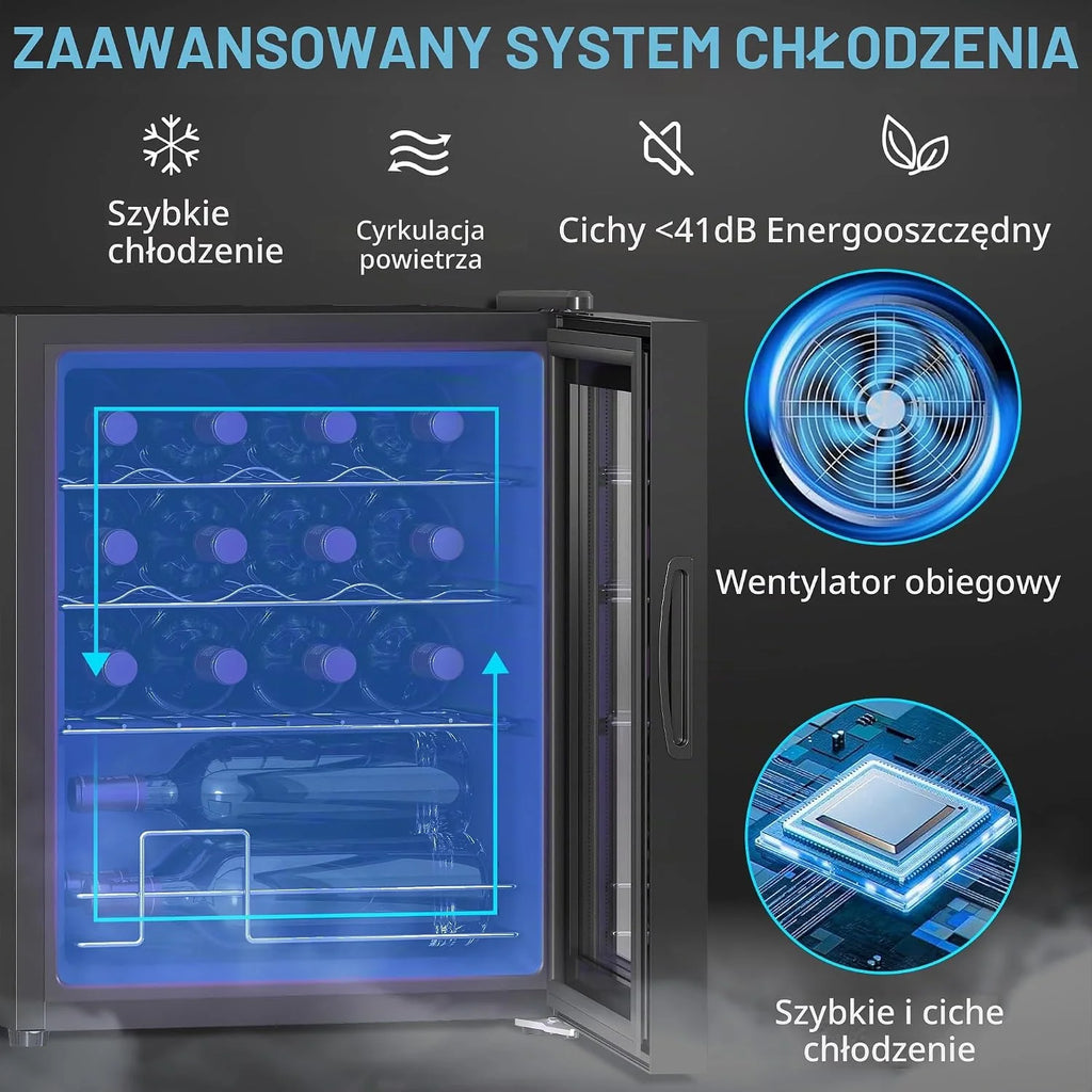 HOMCOM Lodówka na wino kompresorowa 16 butelek 42L 5-18°C Czarny