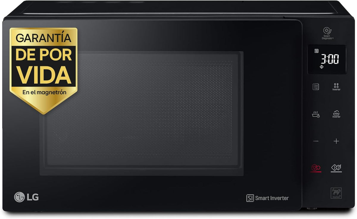 LG MH6535GIB - Microondas con grill, 1000 W, Smart Inverter, pantalla digital, color negro transparente, 1000 W, 25 l