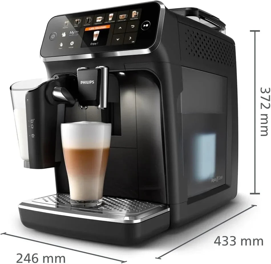 Cafetera espresso automática Philips Serie 5400: disfrute de 12 bebidas, sistema LatteGo de limpieza rápida, pantalla TFT intuitiva, ajustes de café personalizables, diseño de cocina de primera calidad (EP5441/50)