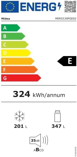 Midea KS-DDX 6.32 WT Frigorífico americano / 178,8 cm de altura / 254 kWh/año / No Frost / Compresor Dual Inverter / con dispensador de agua/hielo 3 en 1 y depósito de agua, Dark Inox