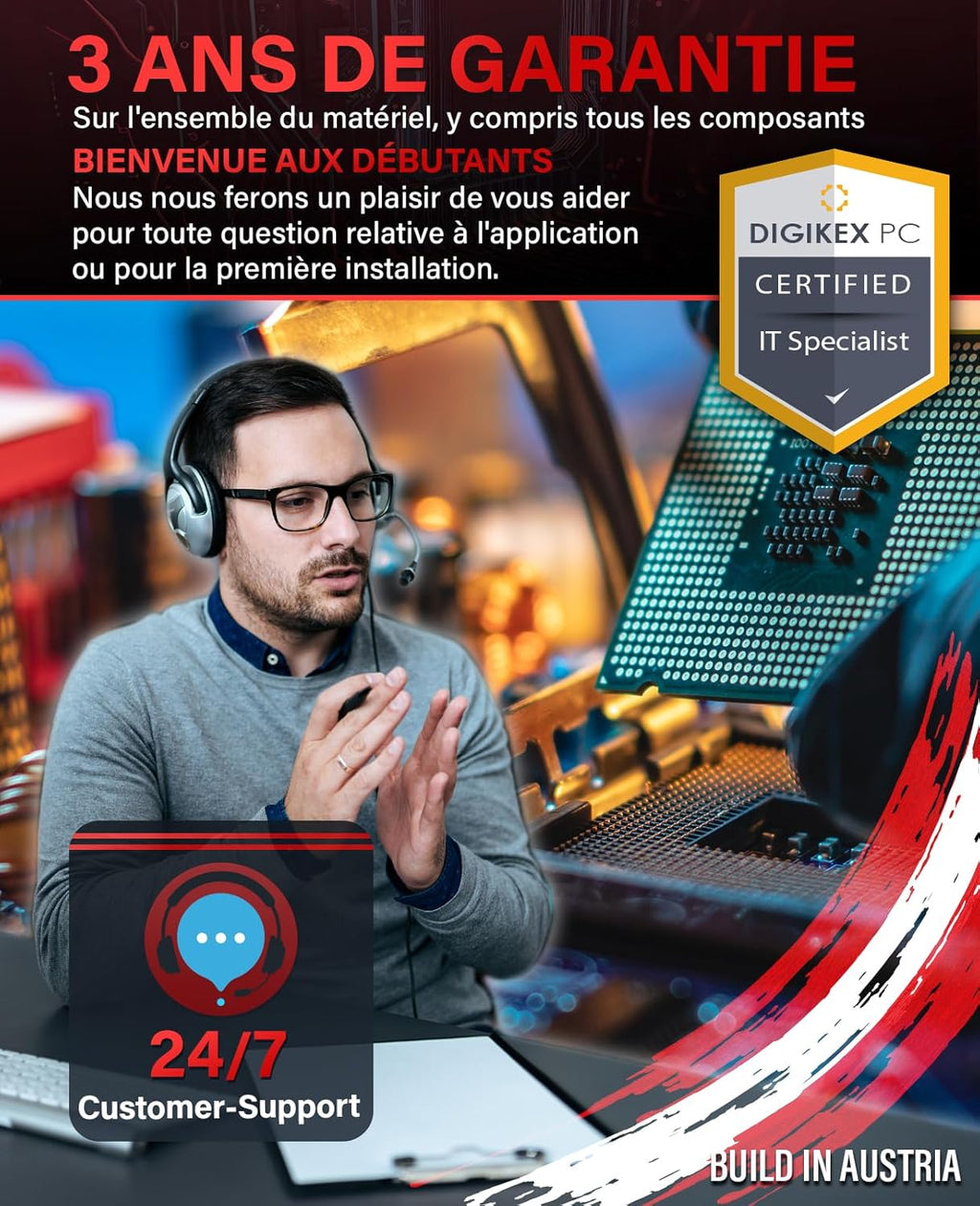 Greed® PC Ultra V2 con AMD Ryzen 7 5700G - Computadora rápida + Computadora de escritorio para el hogar con 4.6 GHz, 16 GB de RAM/memoria - SSD de 1 TB + HDD de 1 TB - DVD+RW - USB3.1 - Wi-Fi, con Win11 Pro