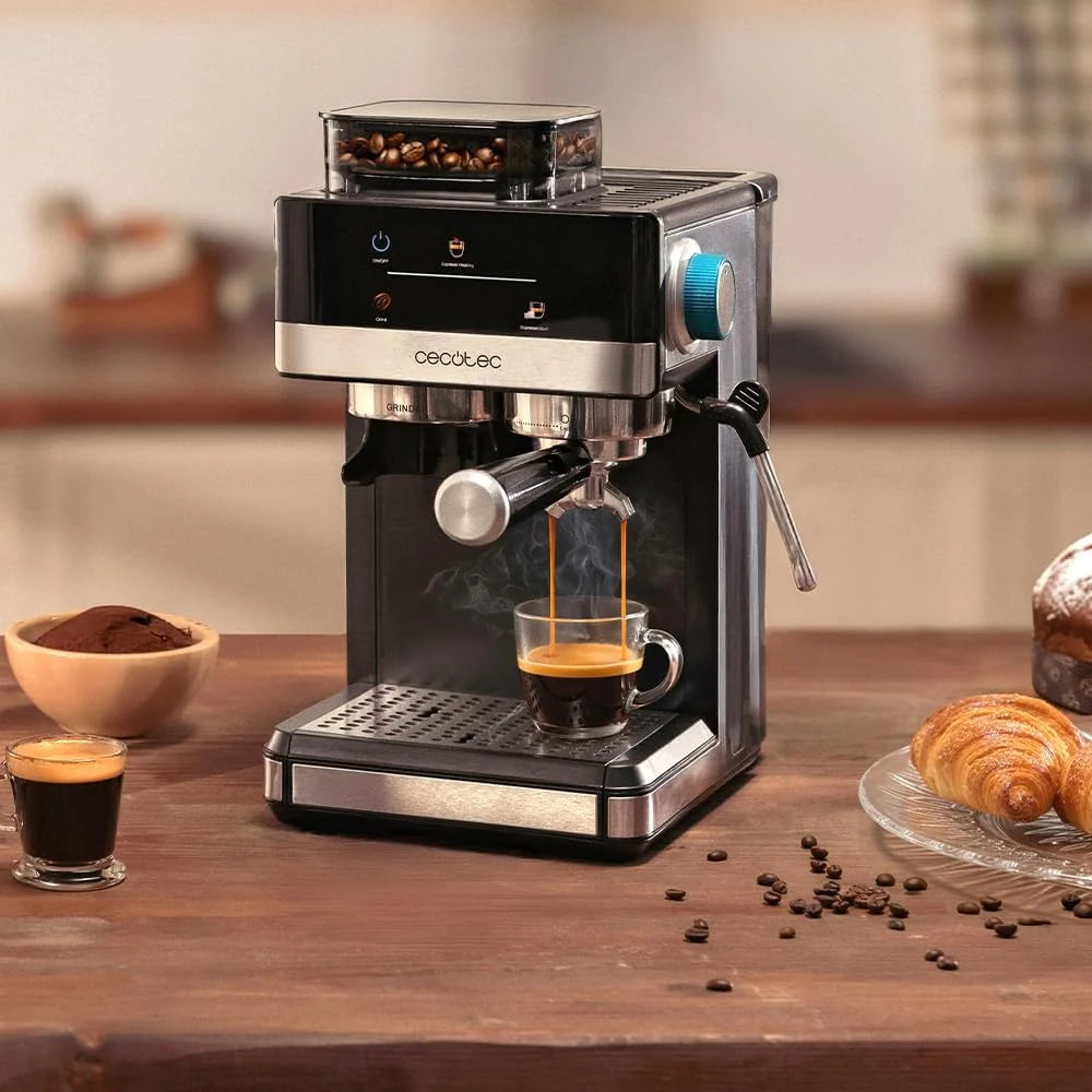 Cecotec Ekspres do kawy Power Espresso 20 Grind Fresh. 1350W, 20 barów, ekran dotykowy, termoblok, zbiornik na wodę 1,7 l, 20 poziomów mielenia, zbiornik na kawę 150g, spieniacz do mleka