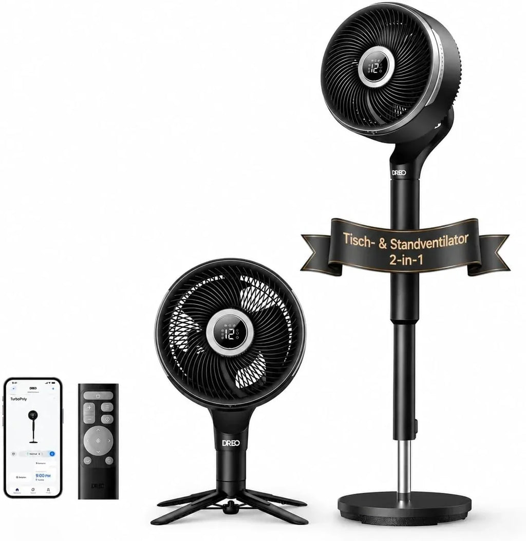 Ventilador de pie, oscilación 3D, 12 niveles, 6 modos, motor de CC silencioso con mando a distancia, temporizador, 20 dB, modelo DR-HPF015S