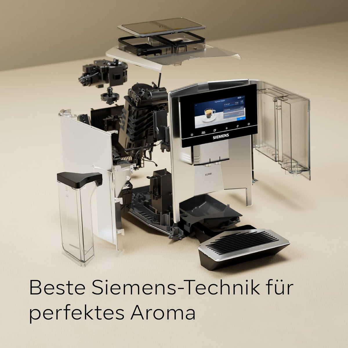Cafetera superautomática Siemens EQ900 TQ903D03, control por app, pantalla táctil intuitiva, modo barista, AromaBoost, reducción de ruido, molinillo premium, limpieza automática con vapor, 1500 W, acero inoxidable