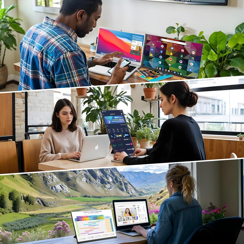 Teamgee Monitor portátil para portátil de 15,6”, extensor de pantalla FHD IPS 1080P compatible con portátiles de 13-17”, pantalla extendida delgada sin bordes con soporte desmontable, Plug-and-Play para Mac y Windows