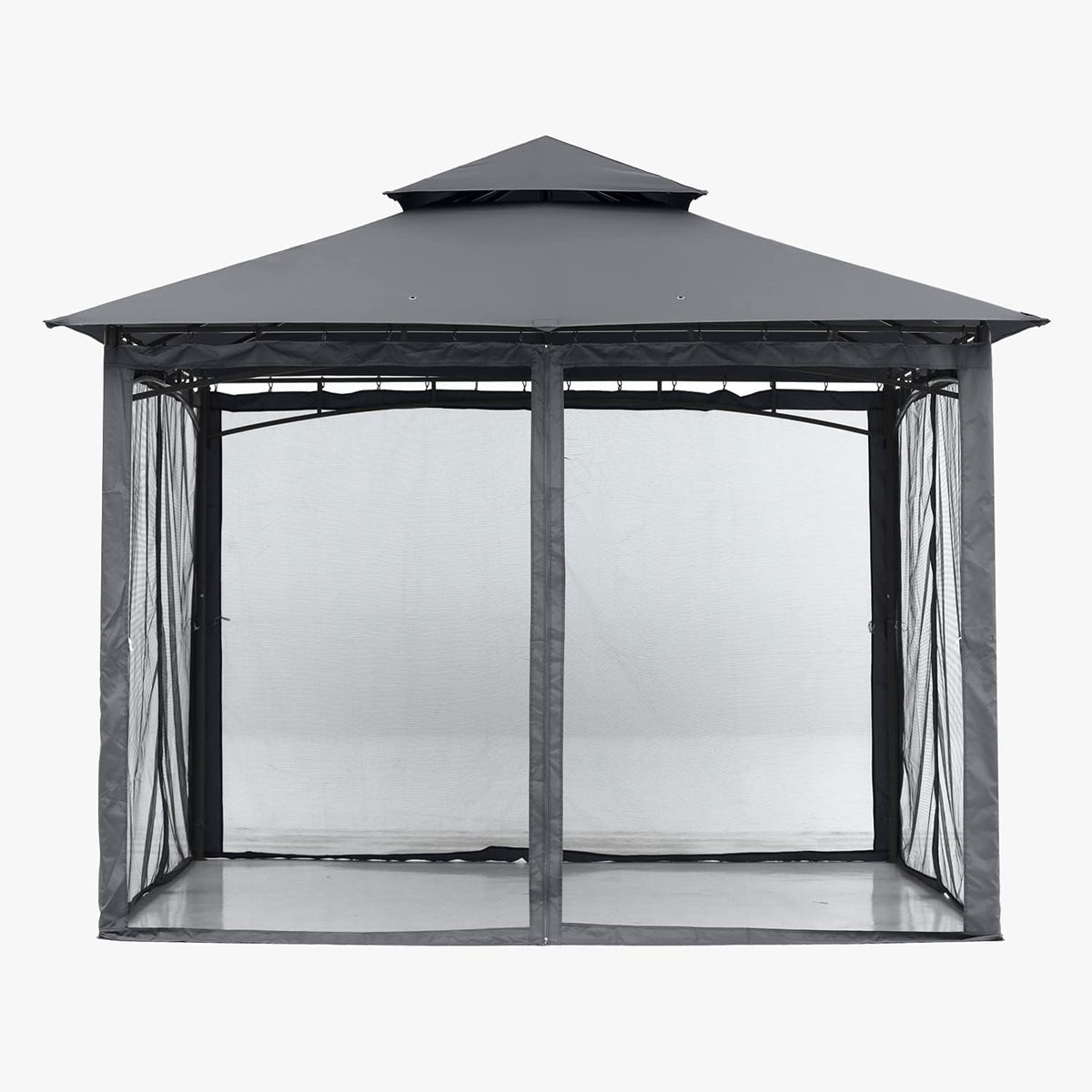 ABCCANOPY Gazebo 2.5x2.5m Impermeable Estable Resistente al invierno, cenador de jardín, techo doble de tela, carpa para fiestas en el patio trasero con malla para sombra y lluvia, Gris