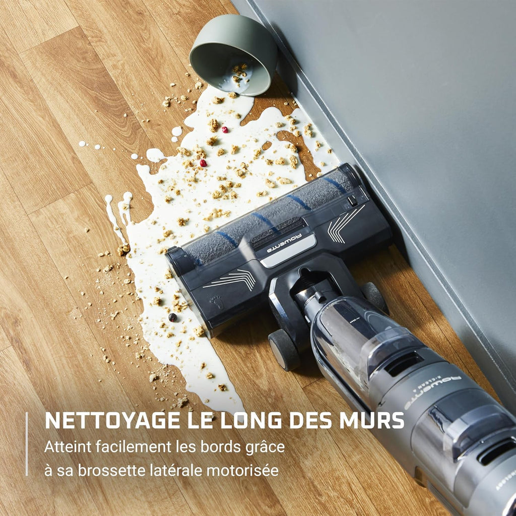 Aspirador escoba friegasuelos inalámbrico Rowenta X-Clean 4, aspiración y fregado potente, inteligente, 50 min de autonomía, autolimpieza GZ5037WO, negro