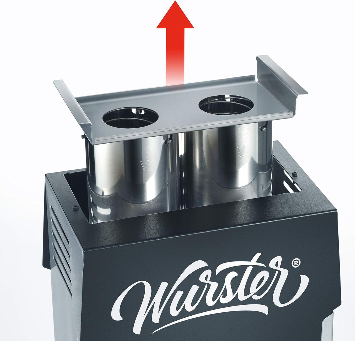 SEVERIN WURSTER, salchichas perfectamente doradas con solo pulsar un botón en solo 5 minutos, sin necesidad de añadir grasa, incluye pinzas de madera, negro, acero inoxidable/plástico, WT 5005
