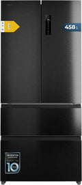 Frigorífico de 4 puertas Cecotec tipo puerta francesa, semi-integrable, 458 L, Total No Frost, Bolero CoolMarket F2D 458 SBI Dark E, 189 cm de altura y 83 cm de ancho, MetalFlexCooling, compresor Inverter