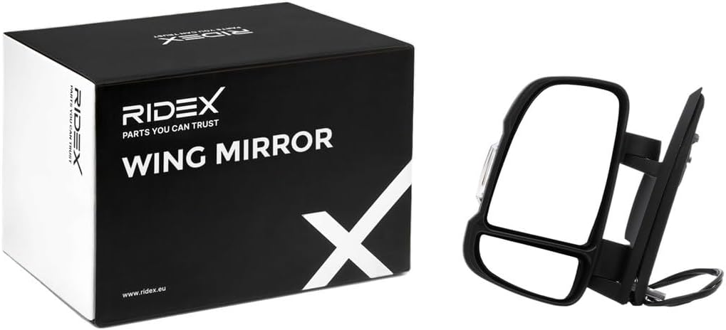 RIDEX 50O0614 Espejo retrovisor exterior, espejos completos, convexo, para ajuste eléctrico, calefactable, con sensor de temperatura, con espejo gran angular, brazo corto, lado izquierdo