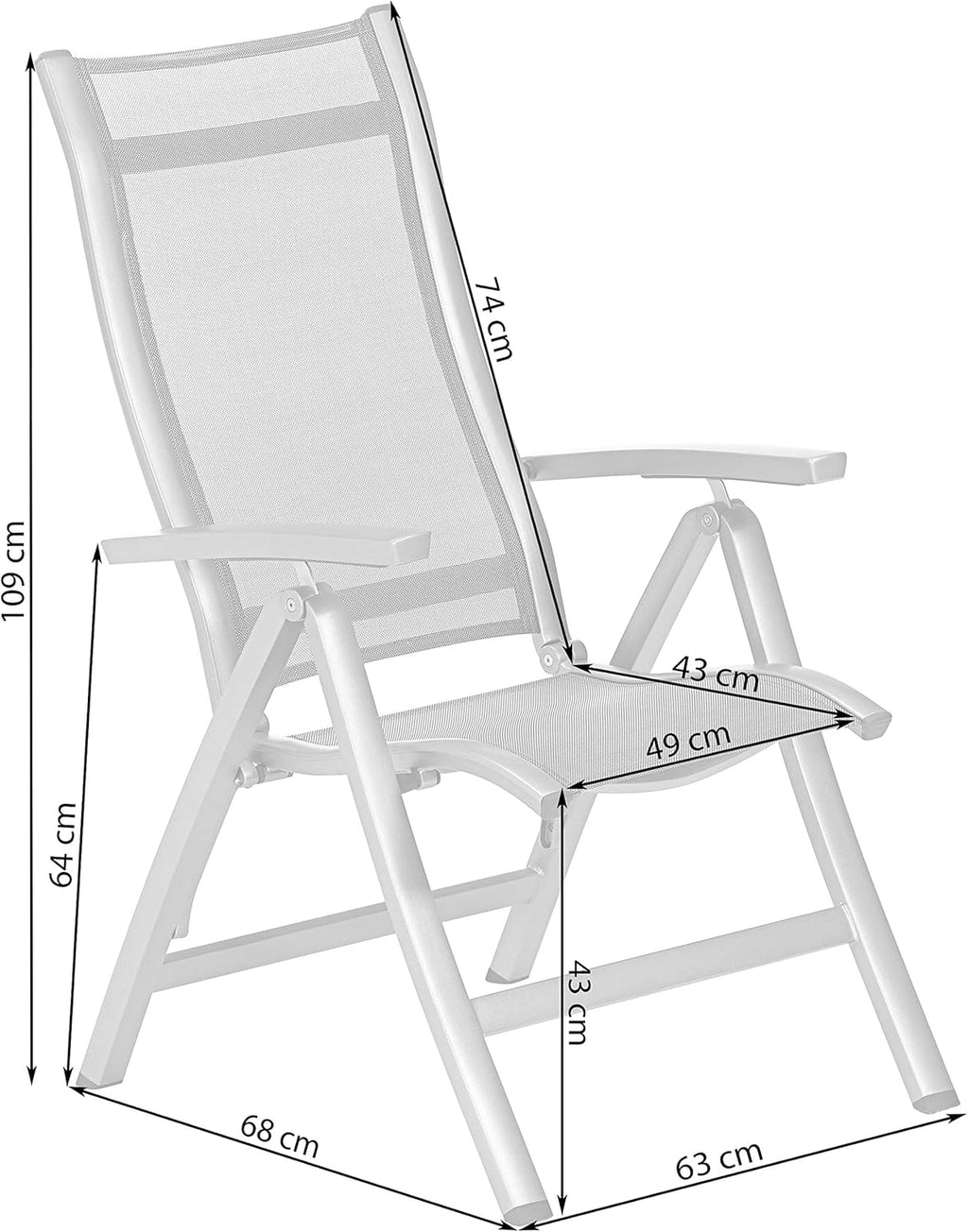 Sillón plegable Dehner Chicago, aprox. 110 x 63,5 x 67,5 cm, textileno/aluminio, gris