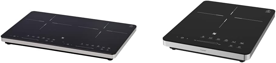 Placa de inducción doble WMF Kult X, 2 fuegos, placa de cocción hasta 28 cm, 2 zonas de cocción, 8 niveles, detección de ollas, pantalla táctil, vitrocerámica, función de temporizador, 3500 W