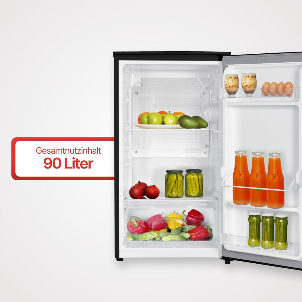 Frigorífico de una puerta Amica de libre instalación, 85x47,5x44,5 cm, 90 L, compresor inverter, iluminación LED, cajón para verduras, estantes en la puerta, AVK 3510 SW - Negro