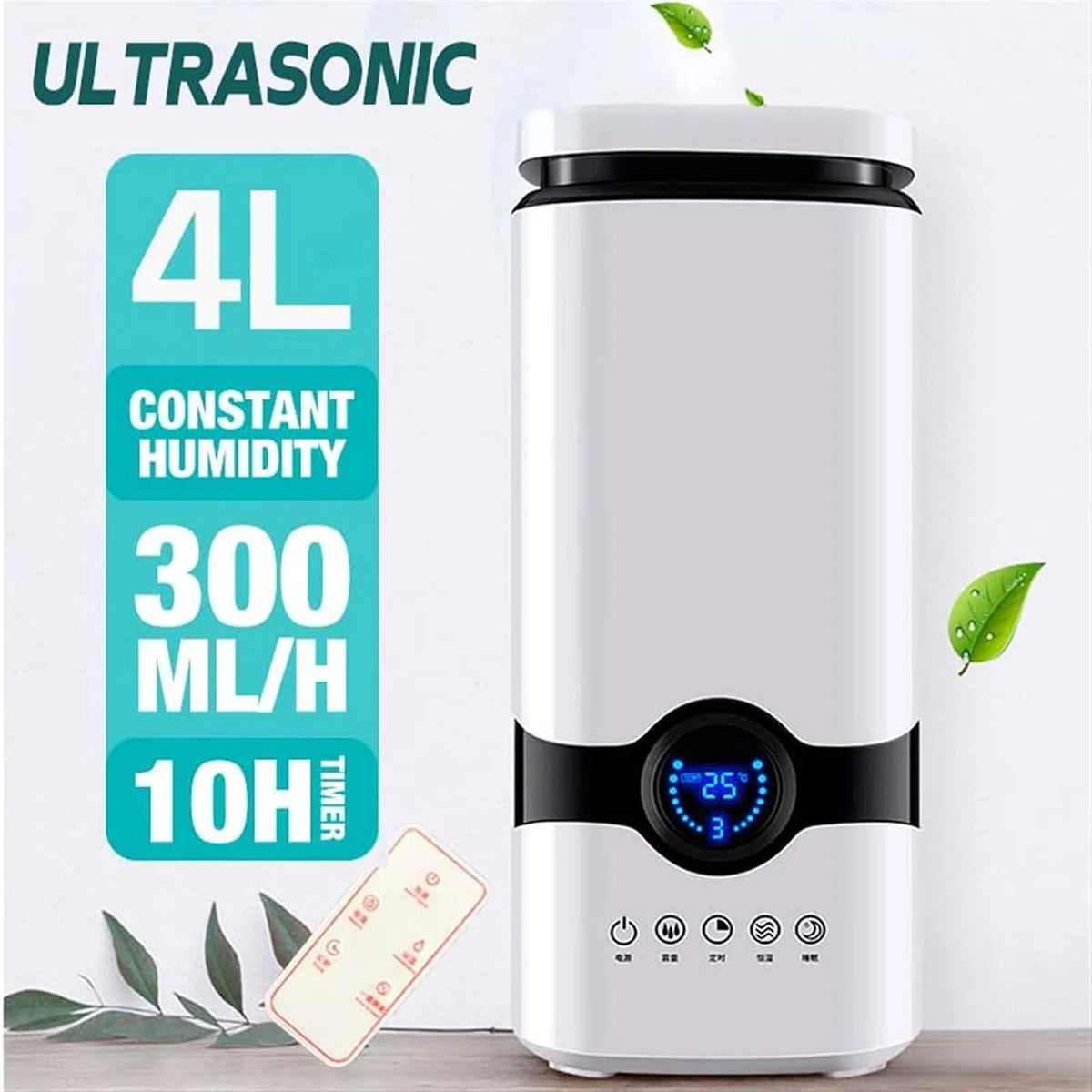 nawilżacz do sypialni Nawilżacz ultradźwiękowy 4L Nawilżacz powietrza z chłodną mgłą i atomizacją ultradźwiękową 300ml/h Do użytku domowego