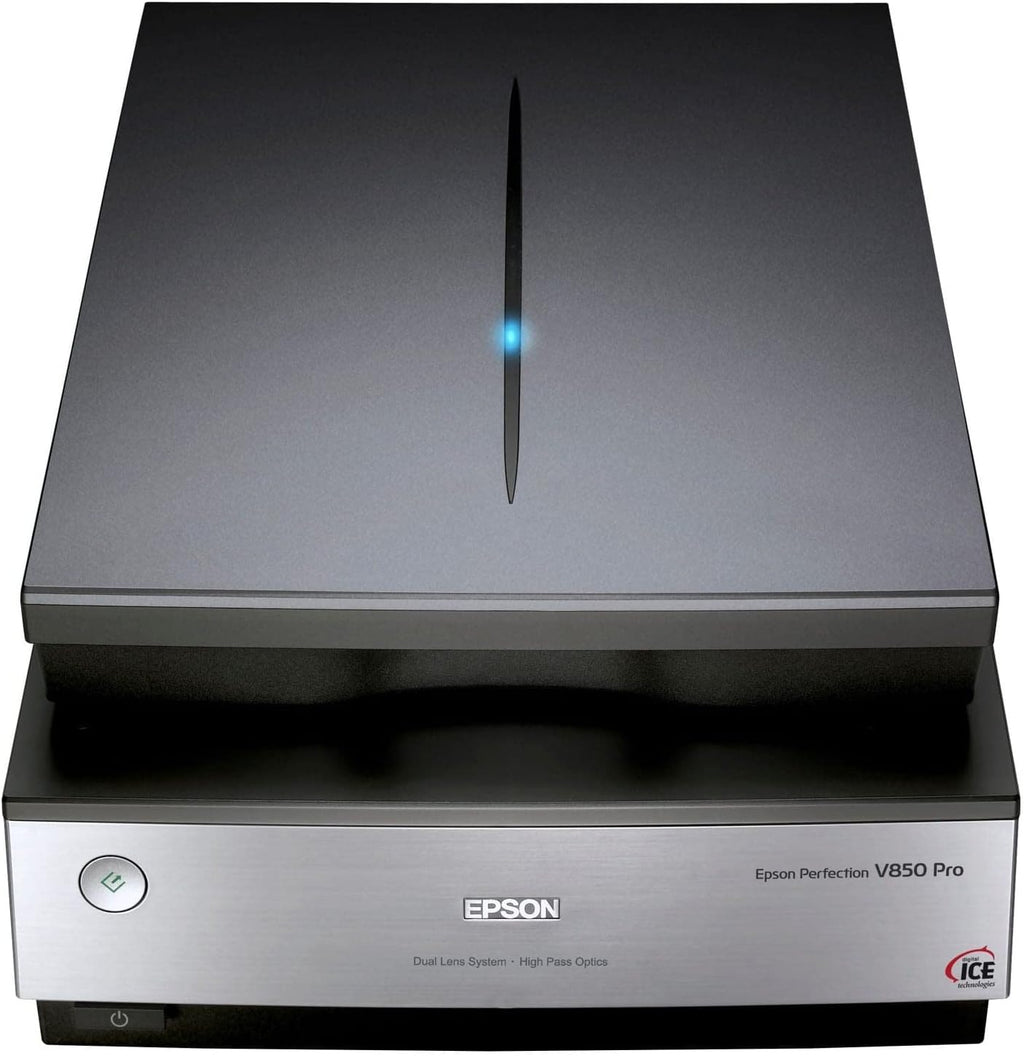 Epson Perfection V850, escáner fotográfico profesional, escáner para digitalizar fotos, documentos, diapositivas y negativos, escáner de cama plana de alta resolución, negro/plata