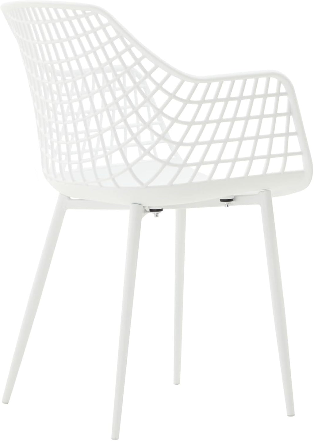 IDIMEX Sillas de jardín Lucia en set de 4, blanco - Silla de diseño de concha con reposabrazos de plástico, diseño retro adecuado para interiores y exteriores, de fácil cuidado y resistente a los rayos UV, sillas de comedor para 4 personas