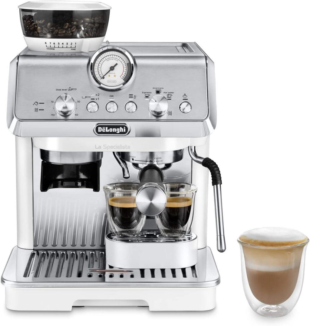 Cafetera espresso De'Longhi La Specialista Arte EC9155.MB con portafiltro y molinillo, 8 niveles de molienda, 15 bares, 3 niveles de temperatura, boquilla para espuma de leche, 1300 W, depósito de 1,5 l, acero inoxidable/negro, incluye kit de barista