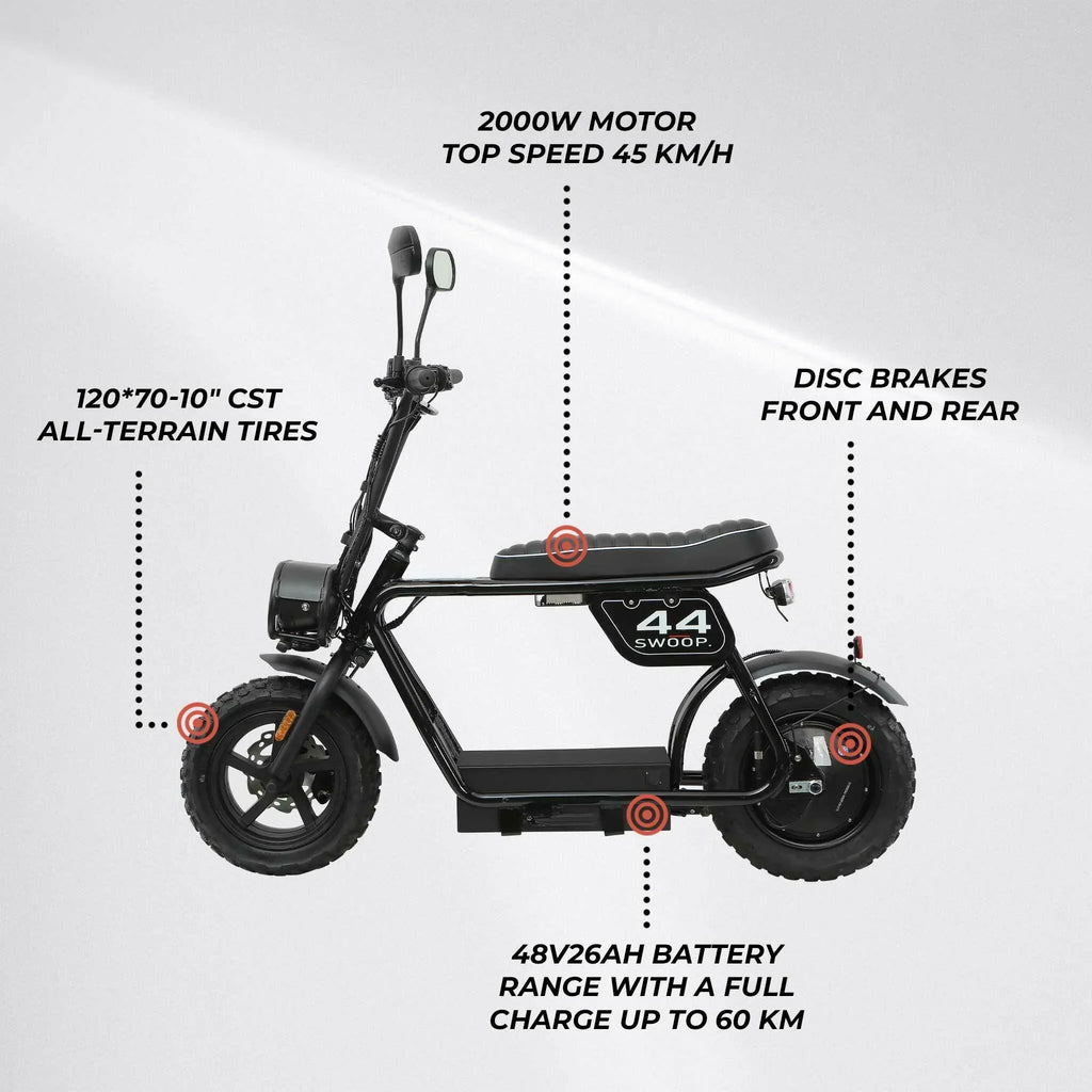 Ciclomotor eléctrico Swoop Turbo 2000W negro
