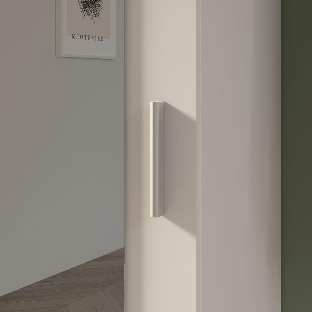 Zapatero Forte NET106 blanco 50, mueble de recibidor estrecho con 6 estantes y frente de espejo, pasillo, recibidor, madera, blanco, 50,2 cm de ancho x 179,1 cm de alto x 34,8 cm de profundidad