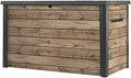 Arcón para exteriores Keter Ontario 870 litros | 100% impermeable con ventilación para evitar malos olores y moho | Aspecto de madera moderno | Tapa con amortiguadores de gas