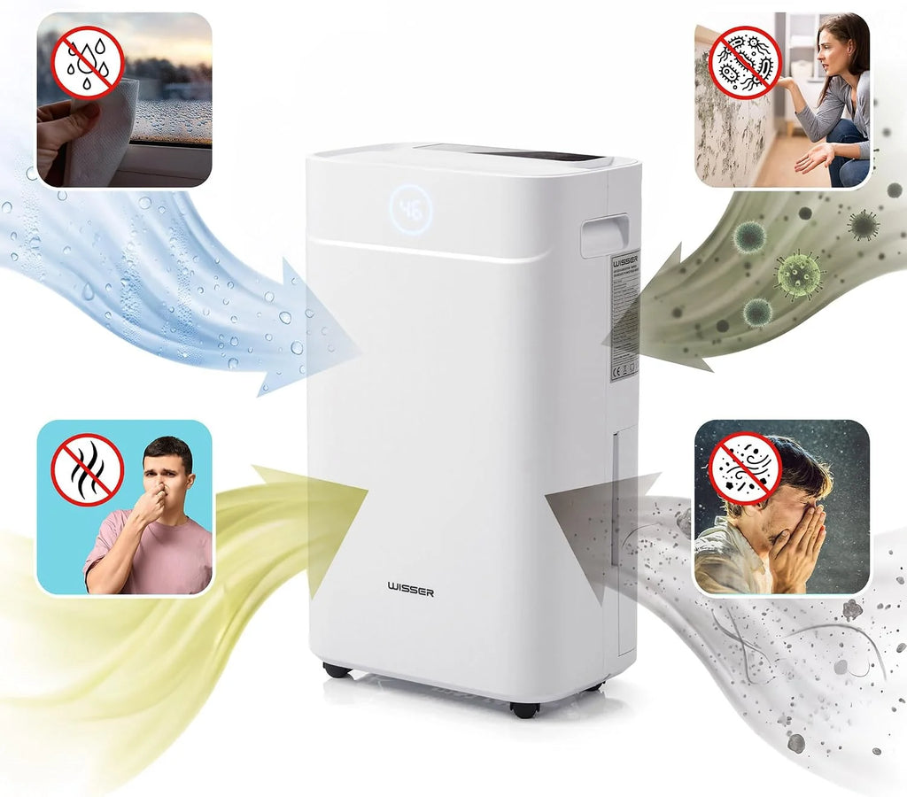 Wisser Elektryczny osuszacz powietrza 20 l/24 h do piwnic do 50 m² – 42 dB
