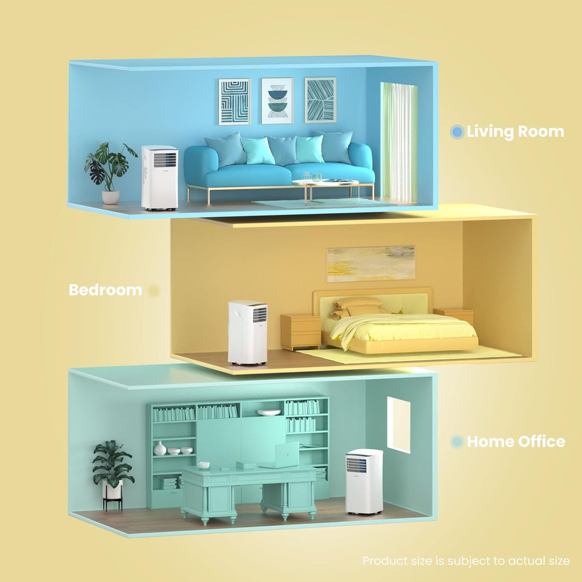 Aire acondicionado portátil Comfee MPPH-09CRN7, 9000 BTU 2,6kW, refrigeración, ventilación y deshumidificación, para habitaciones de hasta 88m³ (33㎡), aire acondicionado portátil con tubo de escape