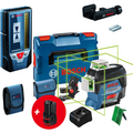 Bosch Professional 12V System Láser de líneas GLL 3-80 CG, receptor LR 7 (haz rojo y verde, 2 pilas de 1,5 V AAA, alcance: 5-50 m, funda protectora)