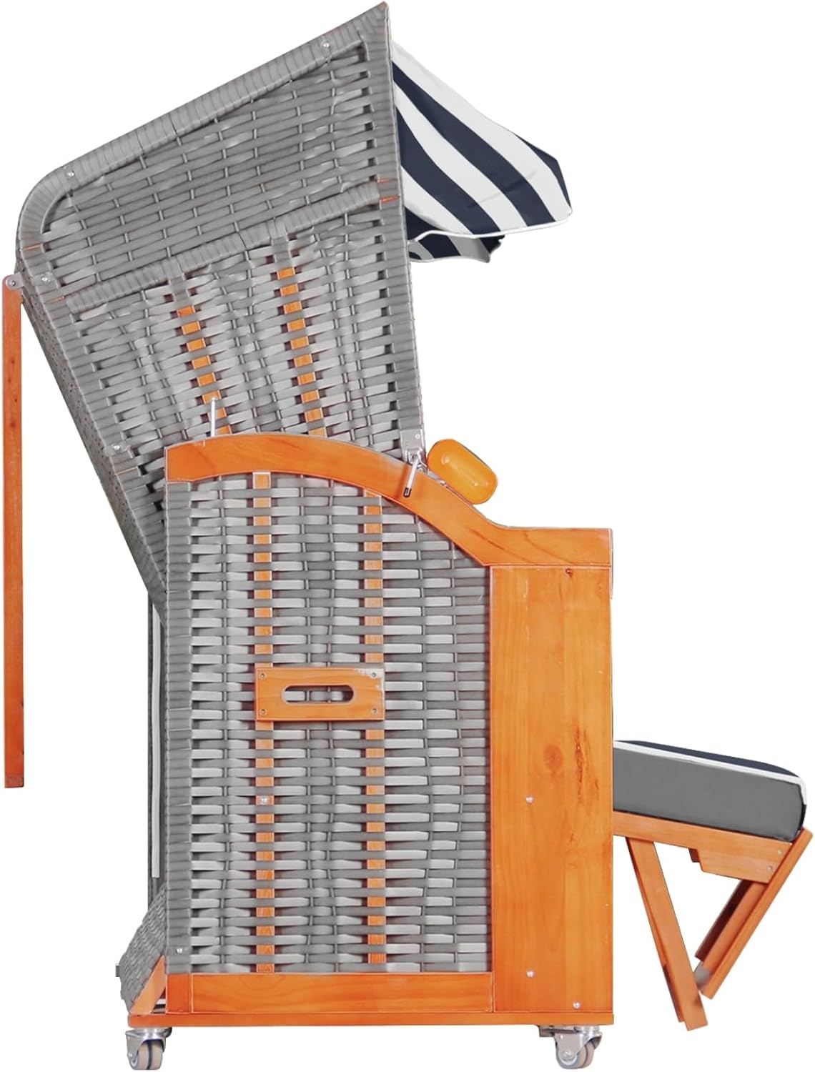 Strandkorb Hanse Ostsee 2,5 plazas Klassik XXL, 160 cm de ancho - Reclinable, ya montado, incluye ruedas para strandkorb, ideal para el hogar, balcón y terraza