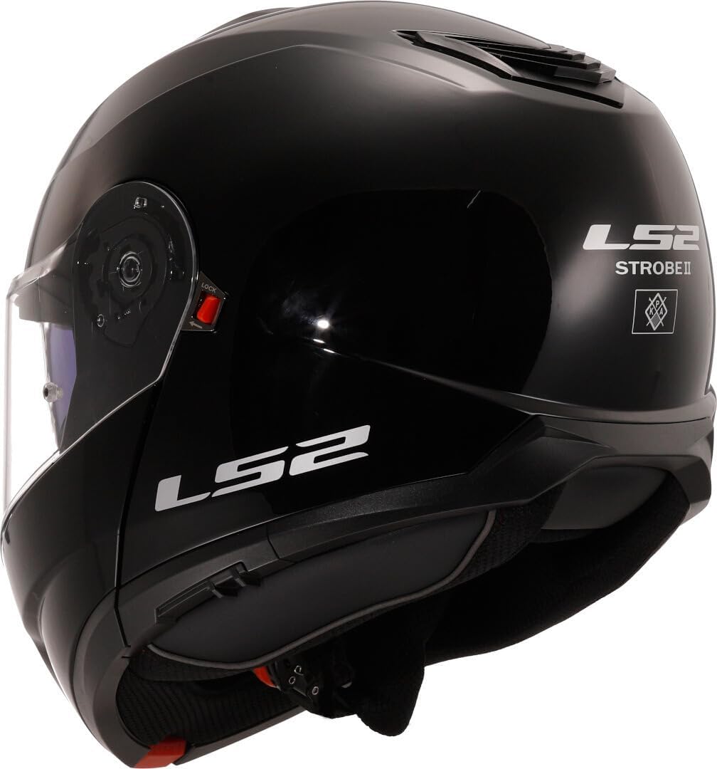 LS2, Casco de moto modular Strobe II negro brillante,