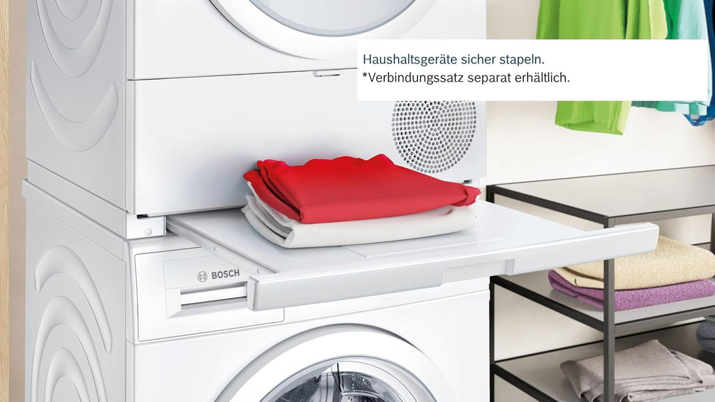 Bosch WQB246D41 Serie 8, Secadora con bomba de calor 9kg, Silent Dry - Extremadamente silenciosa, secado más rápido, Auto Dry, condensador autolimpiante, iluminación interior del tambor, Home Connect, blanco