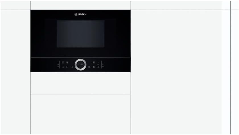 Microondas integrable Bosch BFL634GB1 Serie 8, 38 x 60 cm, 900 W, bisagra izquierda, 7 programas automáticos AutoPilot, asistente de limpieza, pantalla táctil TFT, iluminación LED uniforme