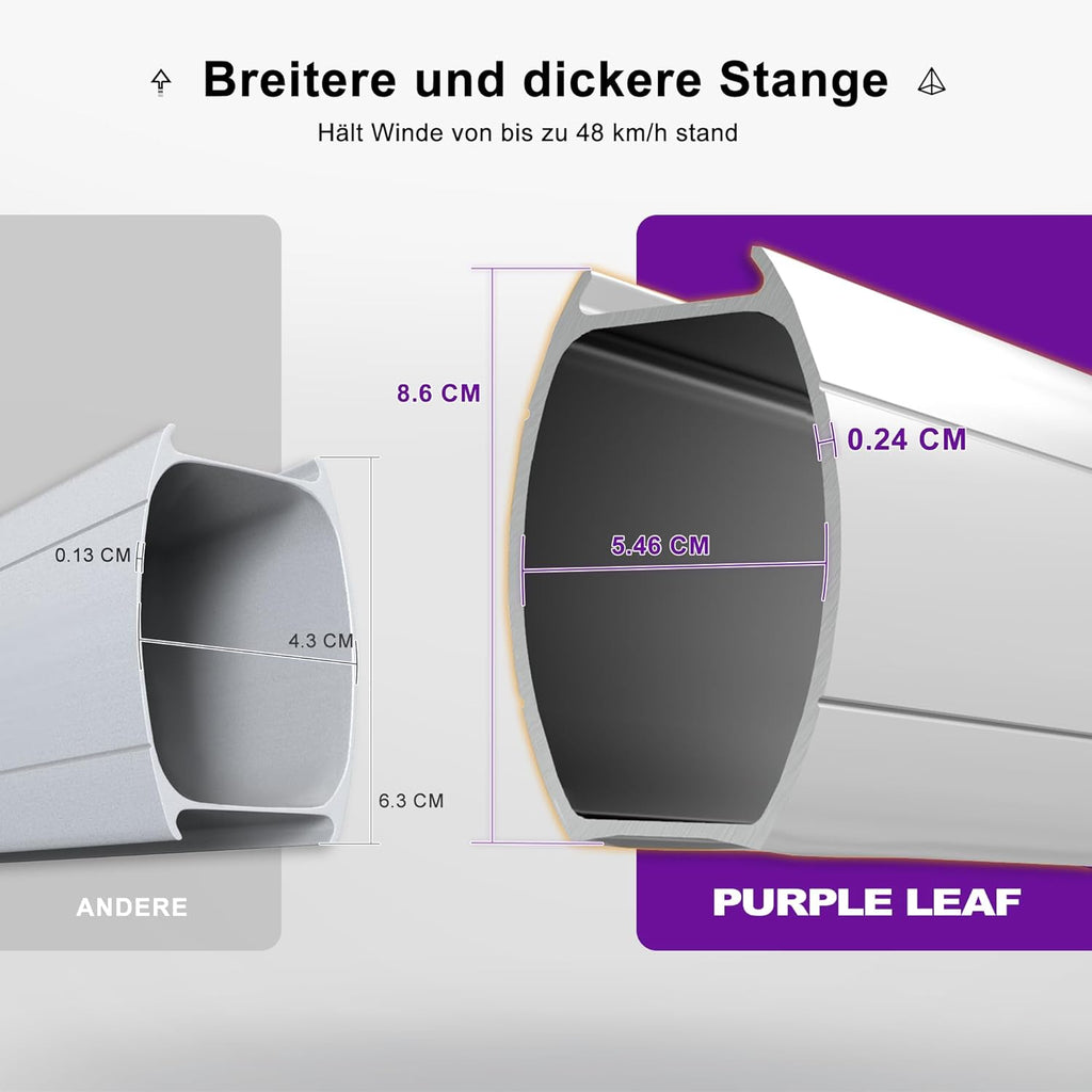 PURPLE LEAF Sombrilla rectangular de 300 x 365 cm, sombrilla lateral grande y estable, sombrilla de mercado grande con rotación de 360°, sombrilla de jardín con manivela, protección solar XXL UV50+, beige