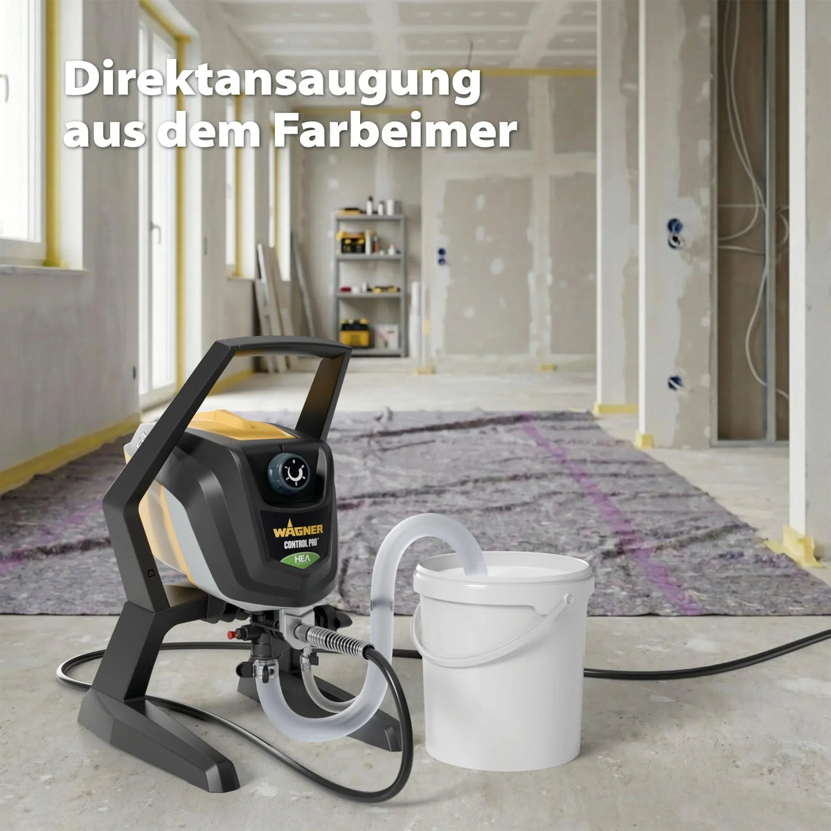 Sistema de pulverización airless Wagner Control Pro 350 R para pintura de pared, látex, barniz y lasur, 15 m² en 2 min, regulador de presión de 110 bar, manguera de 15 m