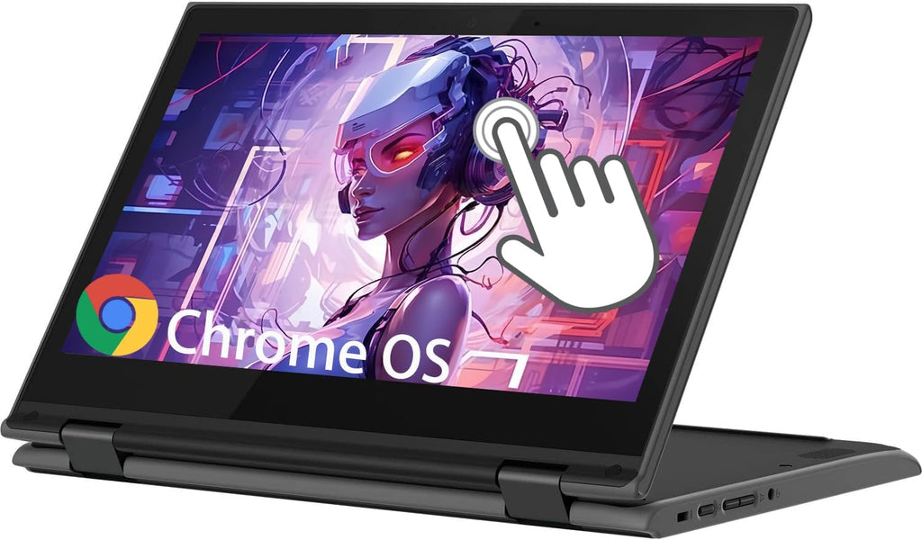 Lenovo Chromebook 300e portátil convertible 2 en 1 con pantalla táctil de 11,6 pulgadas, Intel Celeron N4020 1,1 GHz, 4 GB de RAM, 32 GB de SSD, teclado japonés, Chrome OS (Reacondicionado)