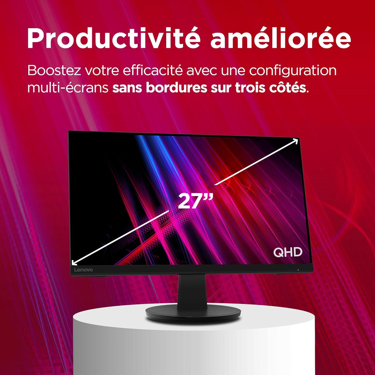 Lenovo N27q Monitor 27" QHD (IPS, 100Hz, 4ms, cable DP, HDMI) Ajuste pivotante - Negro