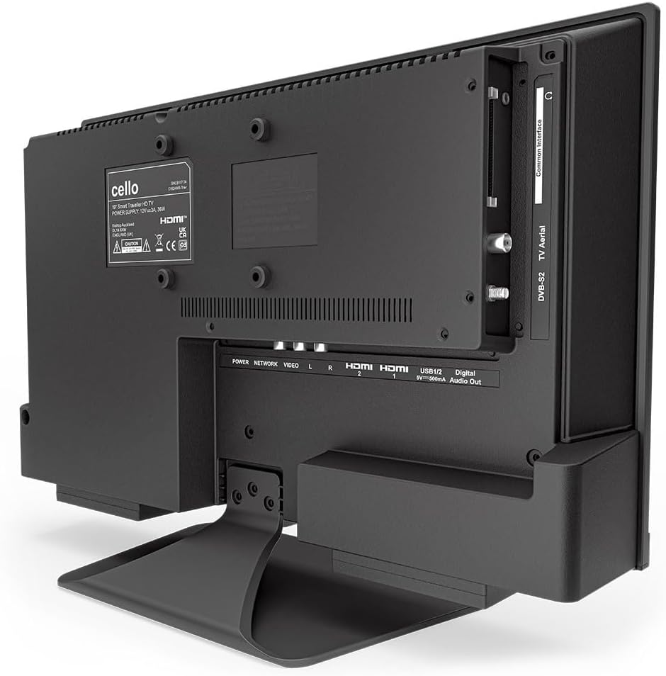 Cello C1924WS Smart TV de 19 pulgadas, 12 V, para autocaravanas y caravanas, televisor de camping con WebOS, Netflix, Bluetooth, triple sintonizador DVB-T2 HD/DVB-S2