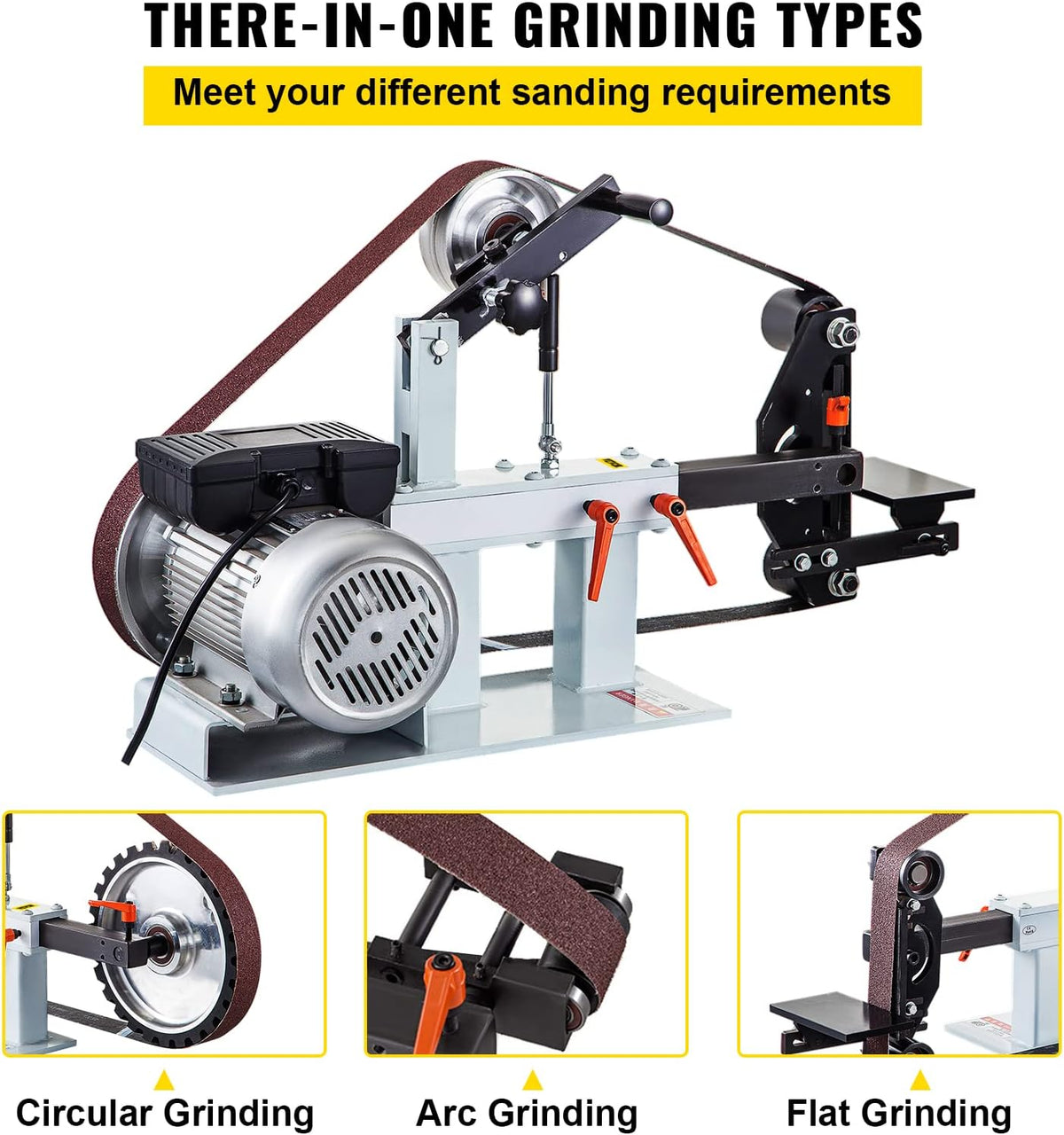 Lijadora de banda VEVOR 1500W, tamaño de banda 5,08x208,28 cm, velocidad constante 2800 r/min, lijadora de banda con varios tipos de lijado, para pulir herramientas, metal, madera y acrílico