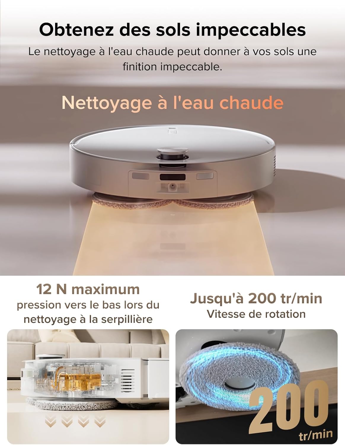 Roborock Qrevo CurvX Robot Aspirador y Fregasuelos 22 000 Pa, Cepillo y Mopa FlexiArm, Anti-enredos, Chasis AdaptiLift, Estación Multifuncional 3.0 Thermo+, Control por Voz, 7,98 cm de altura