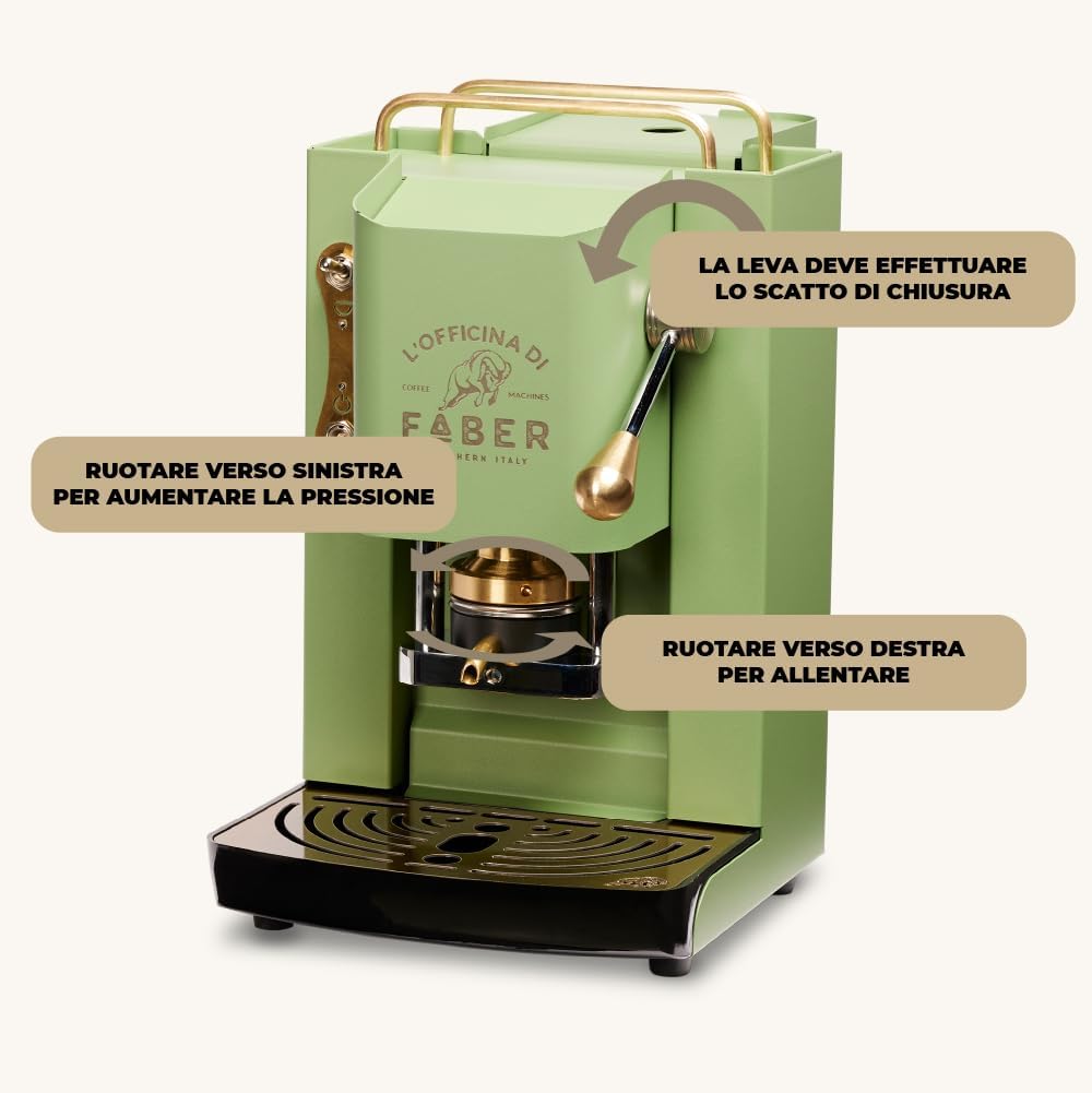 Cafetera Faber PRO Total Deluxe de latón, papel ESE de 44 mm, 1,3 litros, (blanco)