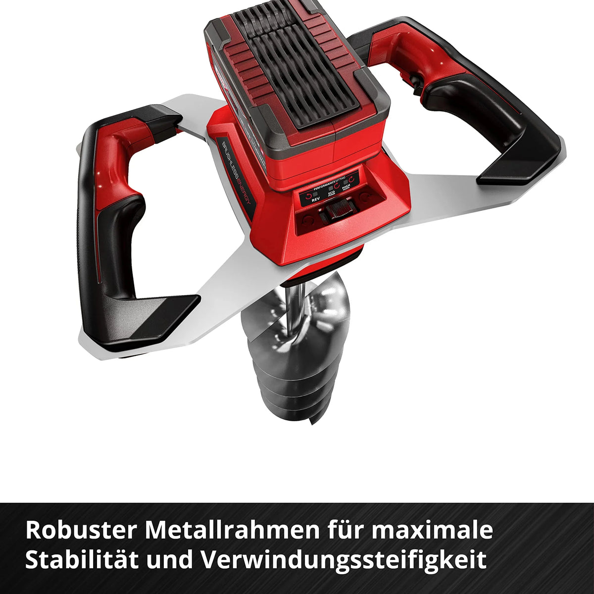 Barrenadora a batería Einhell GP-EA 18/150 Li BL Power X-Change 18V sin escobillas, 150 mm, 80 cm de profundidad de perforación, batería de 4,0 Ah y cargador