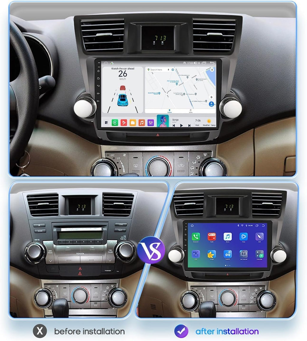 MingXing Y200s~2/64GB, Autoradio Android 15.0 Doble DIN para T-oyota Highlander 2007-2013, Tablet para coche de 10 pulgadas con GPS, FM, Bluetooth, compatible con Android Auto y Apple CarPlay