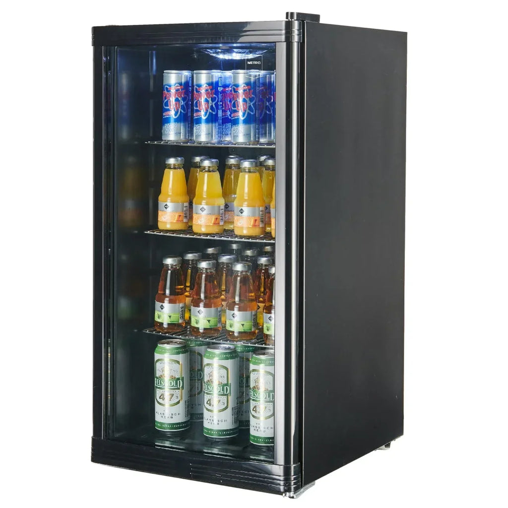 Mininevera METRO Professional GPC1088 88L 1,052 kWh/24h 3 estantes de acero inoxidable puerta de cristal reversible 39dB LED clase energética D