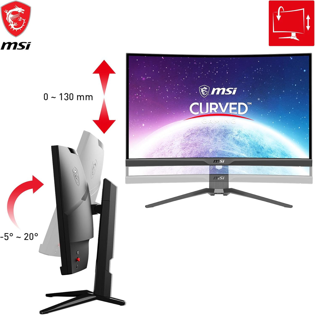 Monitor Gaming curvo MSI MAG 275CQRF-QD de 27" WQHD - Panel Rapid VA 1000R, 2560x1440, 16:9, 170Hz / 1ms, FreeSync Premium, HDR Ready, soporte ajustable - HDMI 2.0b, DisplayPort 1.2a, USB Type-C, USB 2.0