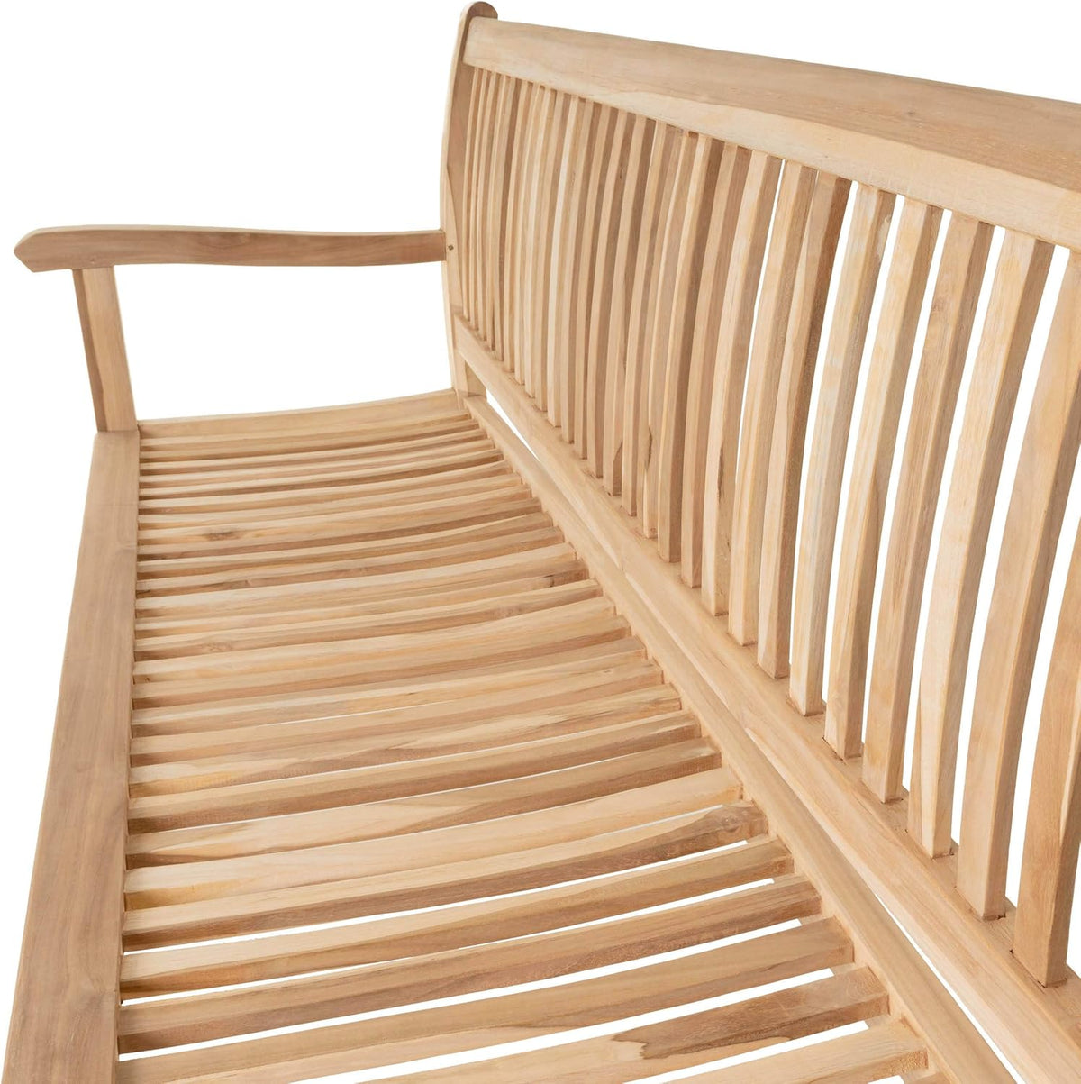 Banco de jardín Divero de 3 plazas Monza de madera de teca, sin tratar – Longitud: 180 cm – Color: Marrón natural